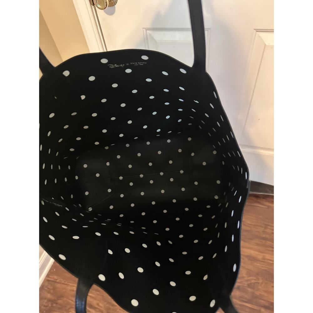 Kate Spade Tote Bag Womens Large White Leather Minnie Mouse Disney Polka Dot - Picture 9 of 13